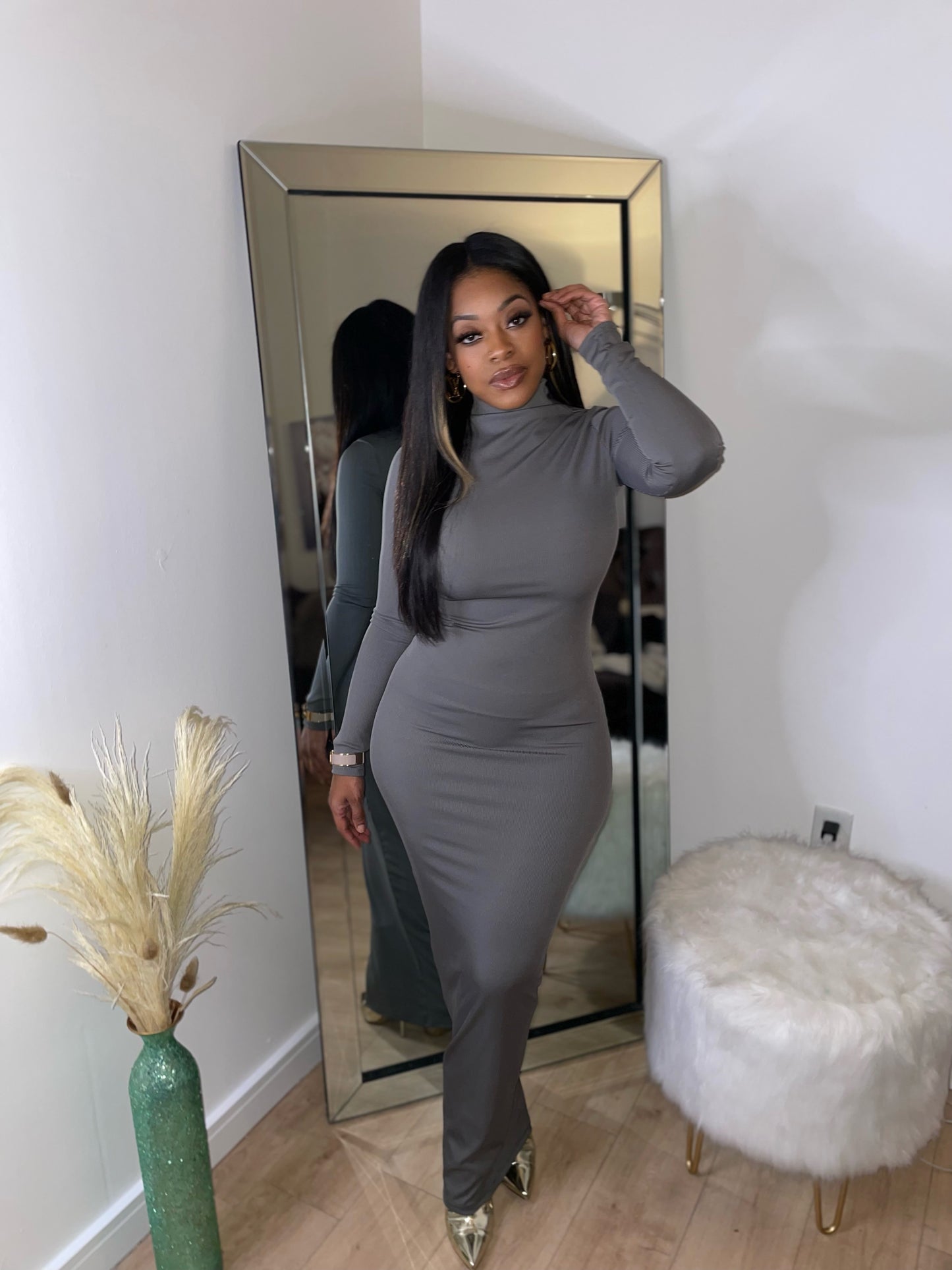 Kim K. Ribbed Maxi GRY