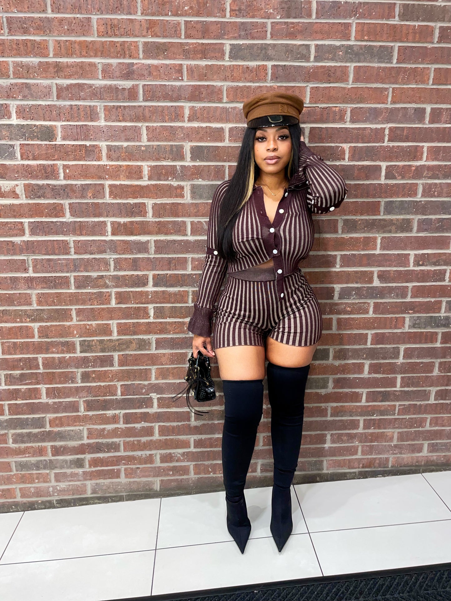 Mocha Ribbed Short Set