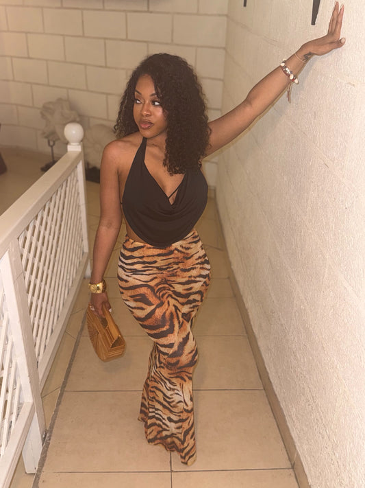 Tiger Print Maxi Skirt